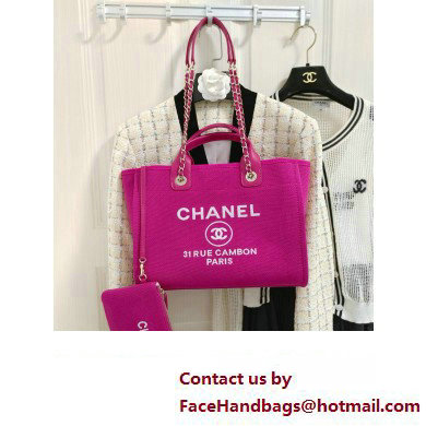 chanel Mixed Fibers, Calfskin  &  Gold-Tone Metal shopping bag fuchsia 2024